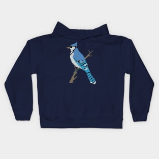 Pixel Blue Jay Kids Hoodie